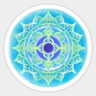 AQUA LOTUS SKY MANDALA, FLOWER LEAF MANDALA, TURQUOISE LOVERS MANDALA Sticker